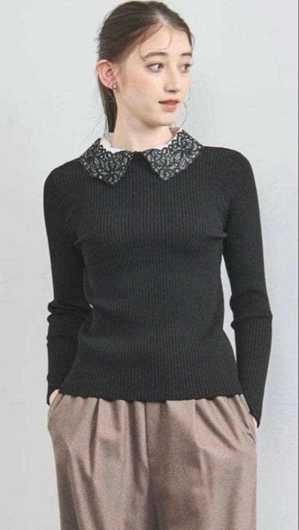 《美品》ユナイテッドアローズ襟ブラックレース長袖