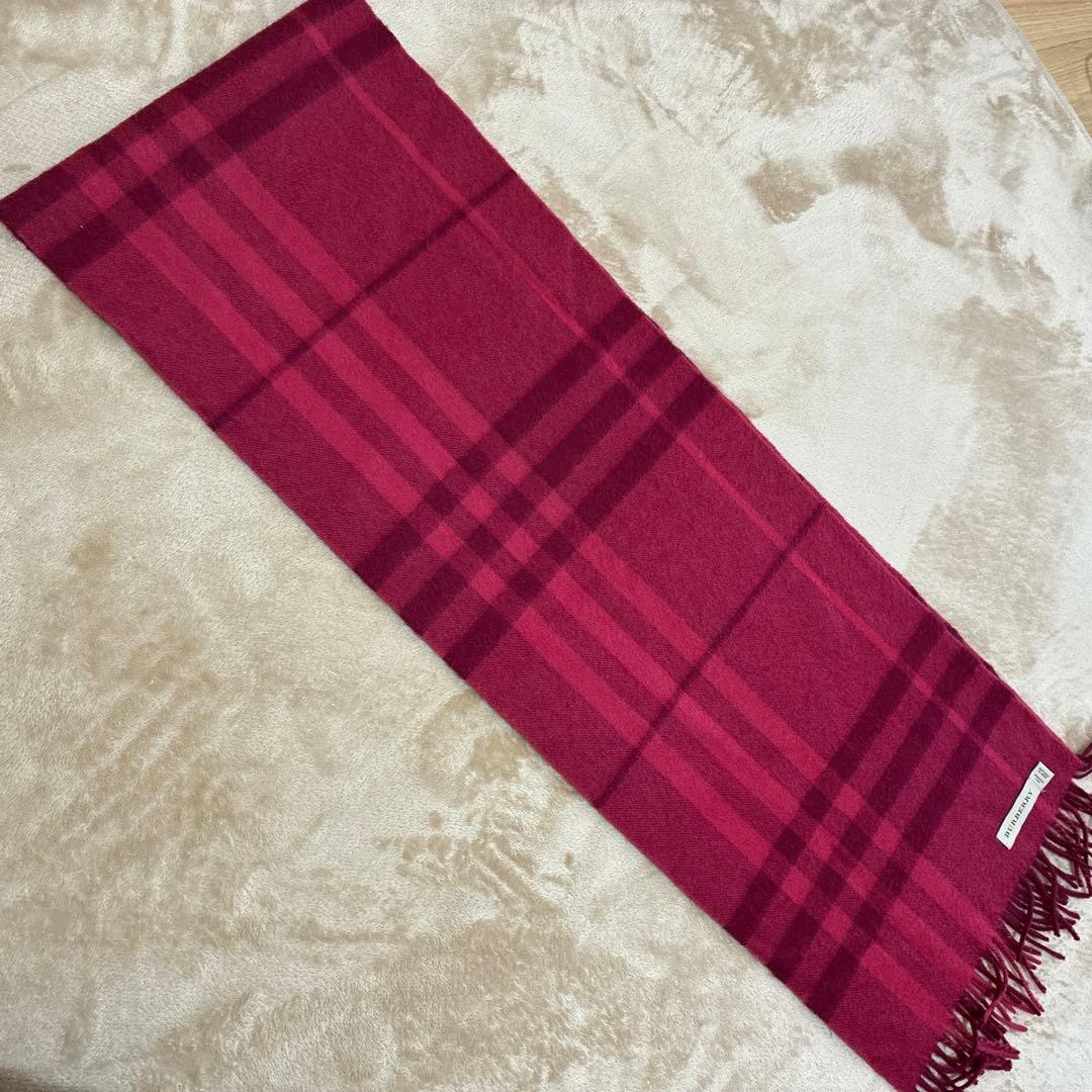 超美品BURBERRYバーバリーカシミヤ100％メガチェックノパチェックマフラー