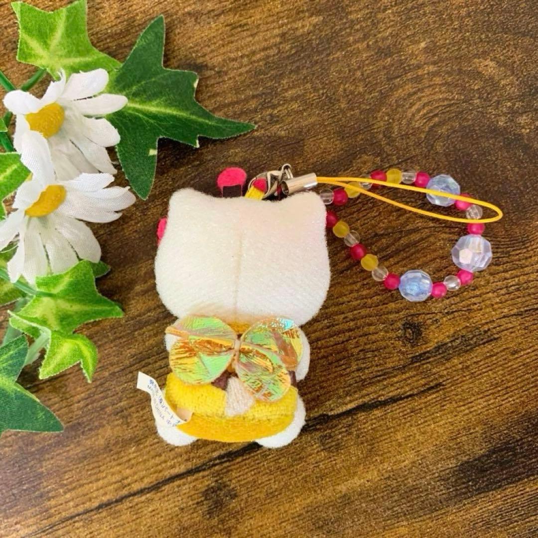 激レア　ハローキティ ミツバチ マスコットビーズ付き　キーホルダー ストラップ