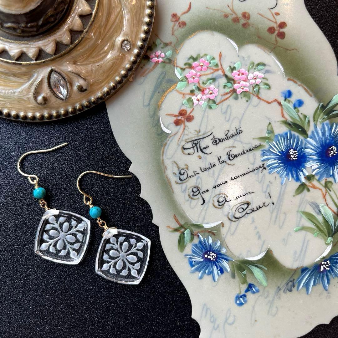 のんたん様✴︎水晶フラワーバックカービング&パープルモスアゲートネックレス