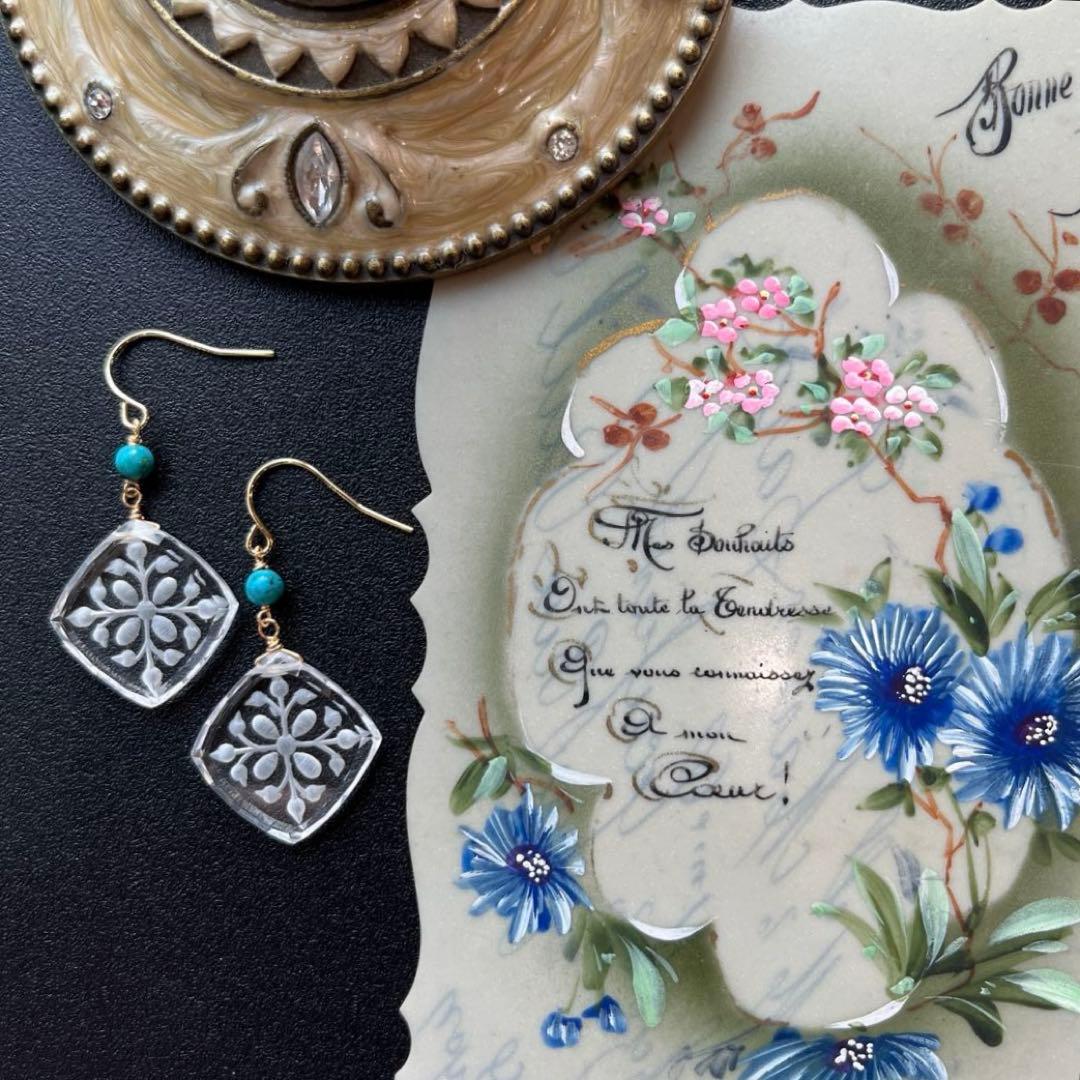 のんたん様✴︎水晶フラワーバックカービング&パープルモスアゲートネックレス