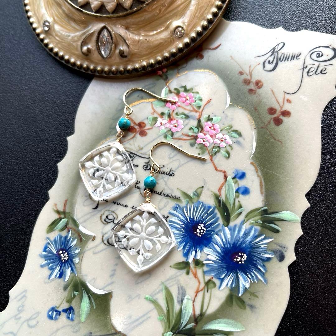 のんたん様✴︎水晶フラワーバックカービング&パープルモスアゲートネックレス