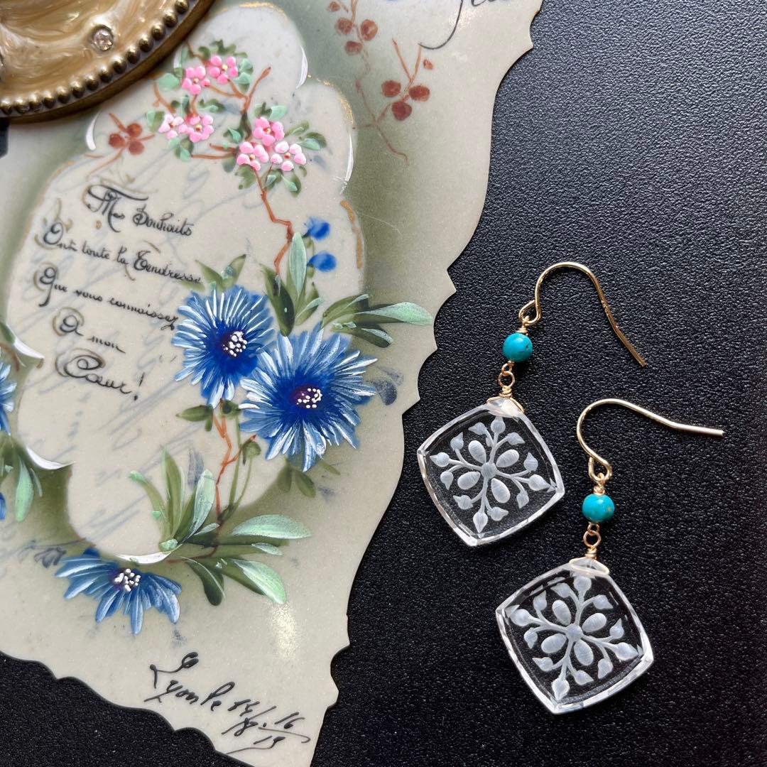 のんたん様✴︎水晶フラワーバックカービング&パープルモスアゲートネックレス