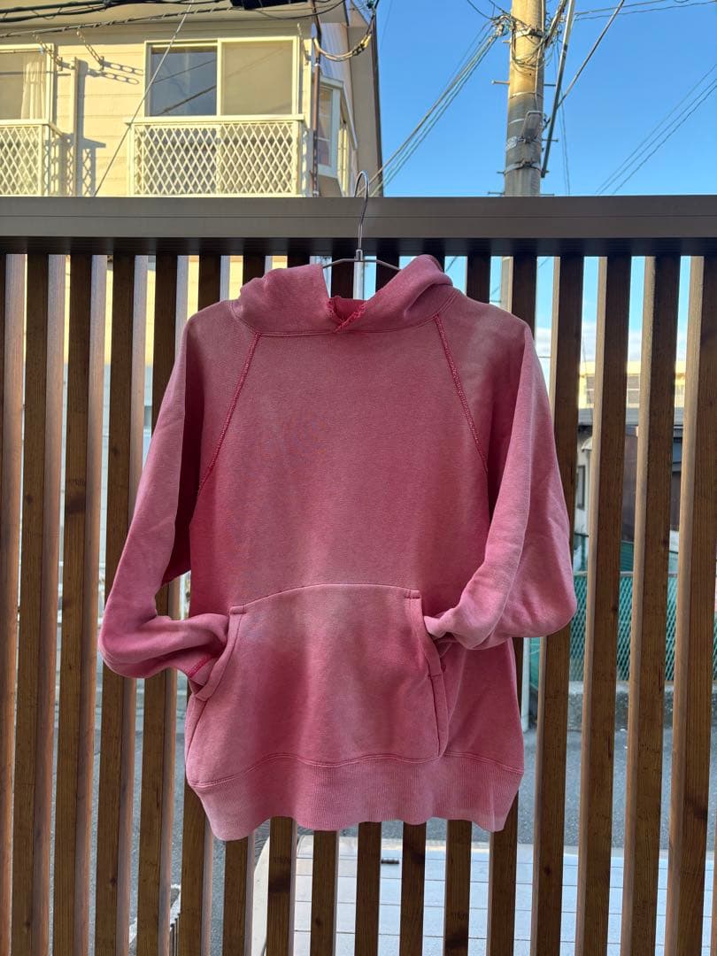 て*～様 50s 60s 鬼フェード 赤パーカー ピンク ヴィンテージ スウェッ