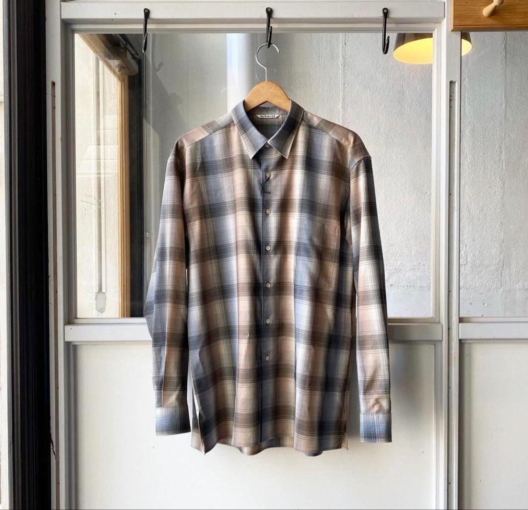 トップス AURALEE_SUPER LIGHT WOOL CHECK SHIRTS