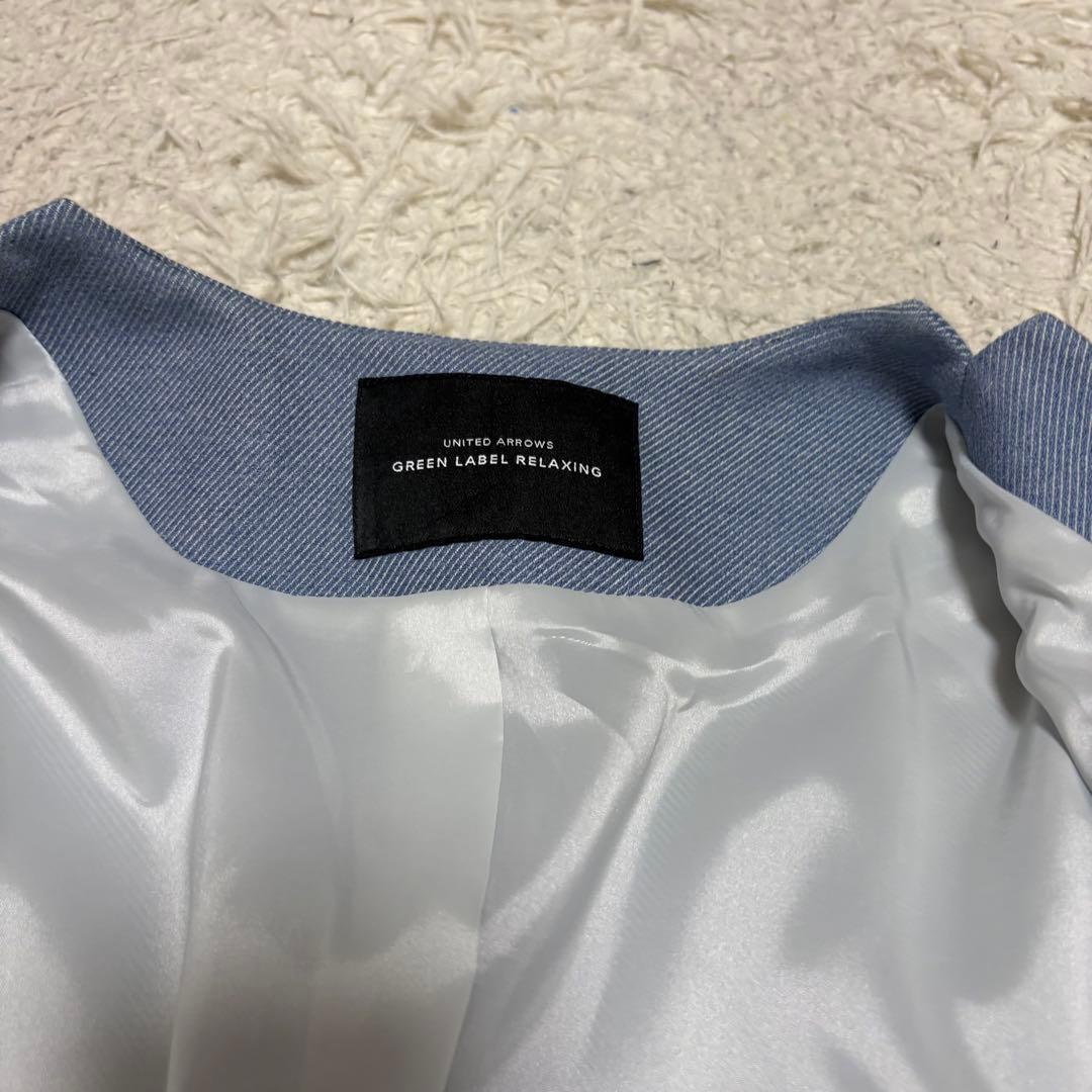 美品 グリーンレーベルリラクシング ノーカラー セットアップ スーツ パンツ