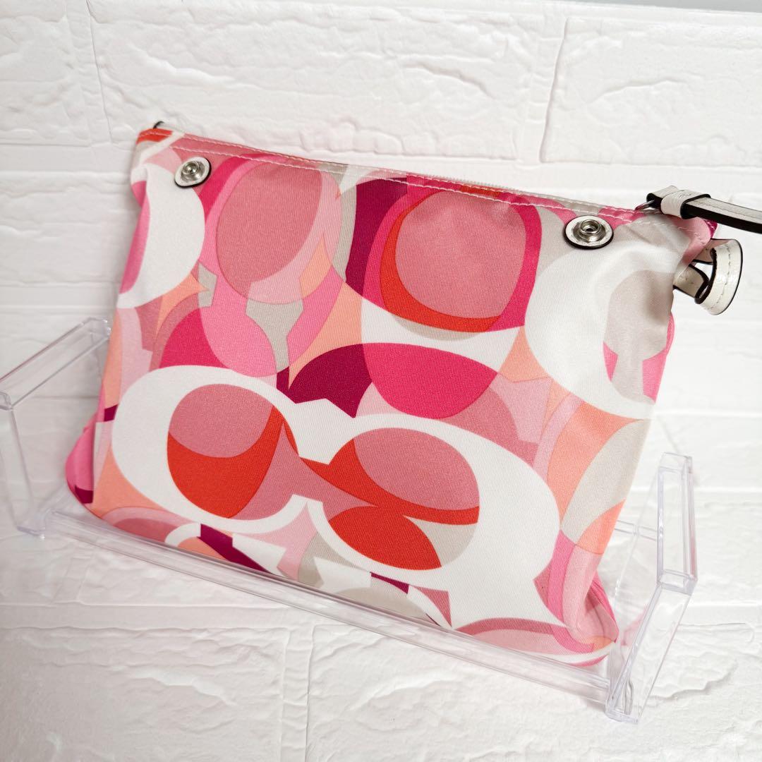 【新品未使用】COACH/コーチ 折りたたみボストンバッグ/シグネチャー ピンク