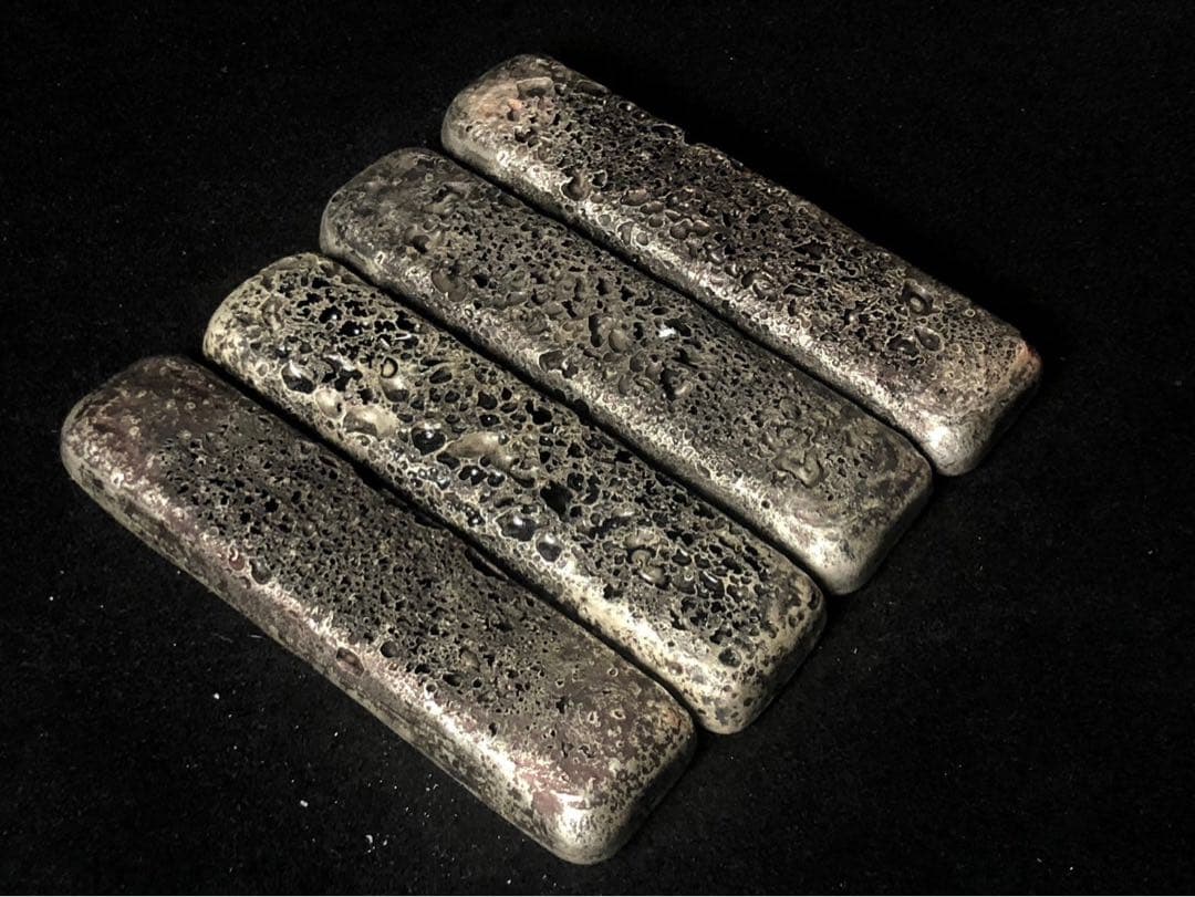 中国古銭 大清光緒 十九年 銀條 銀棒 鎮紙 古銭 銀貨 清朝硬貨 花銀 4点