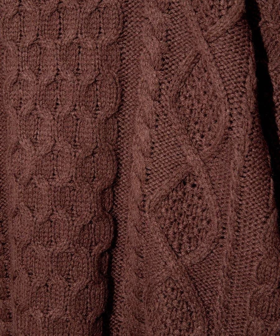 Adeダークブラウン ケーブルニット 長袖