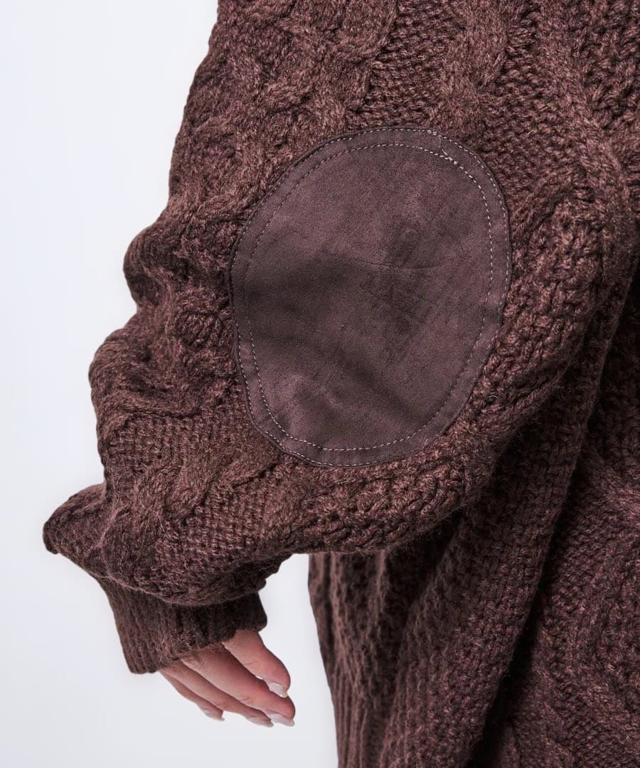 Adeダークブラウン ケーブルニット 長袖