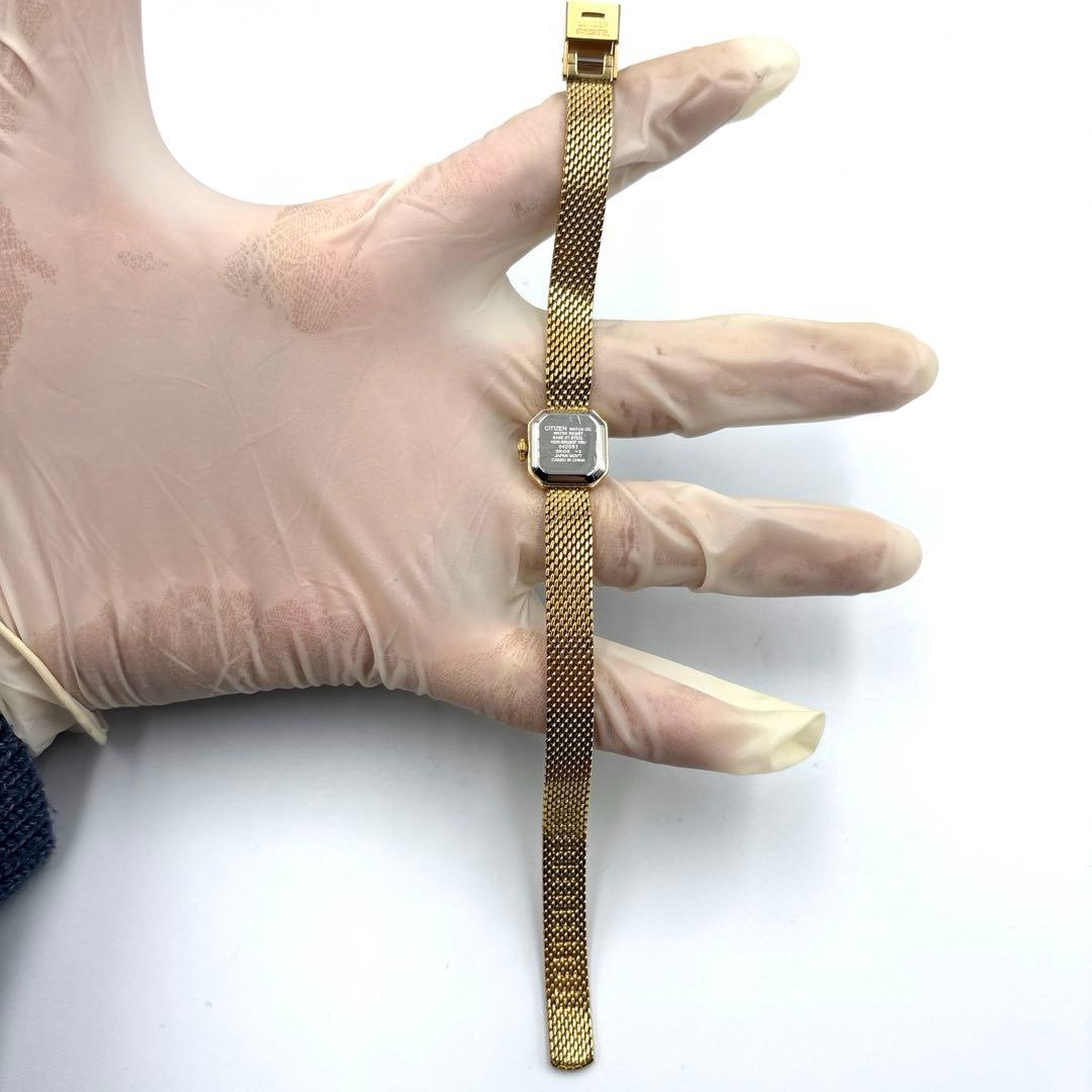 【超美品】CITIZEN 新品電池　kii ゴールド　ミニ時計 オクタゴン