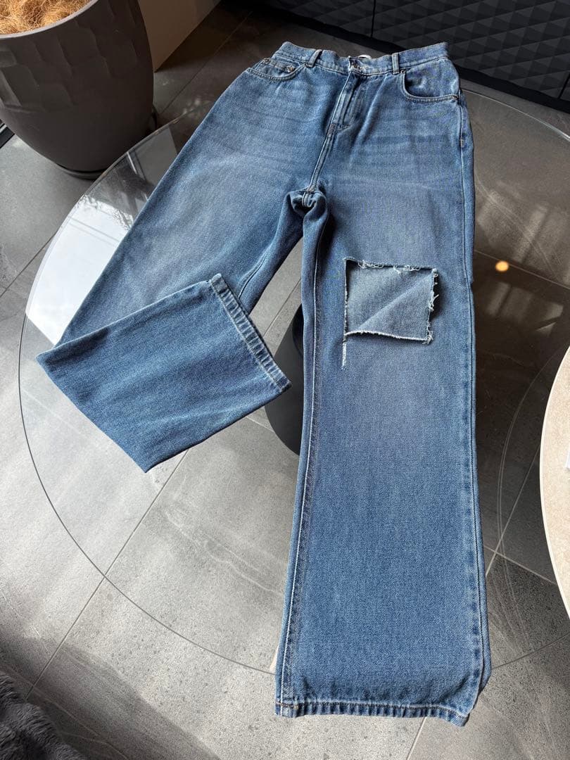 Rokh ロク ダメージ フレア デニムパンツ 未使用