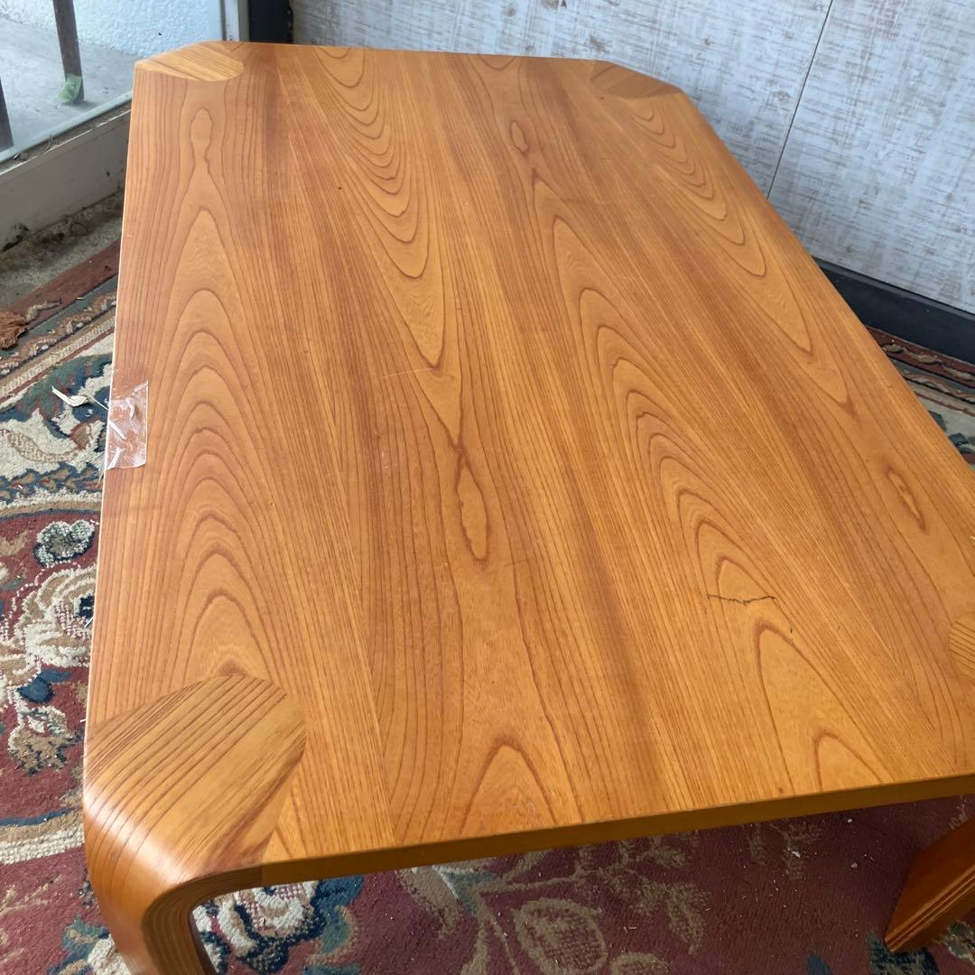 昭和レトロ プライウッド 大型座卓 曲げ木 ローテーブル 木製センターテーブル