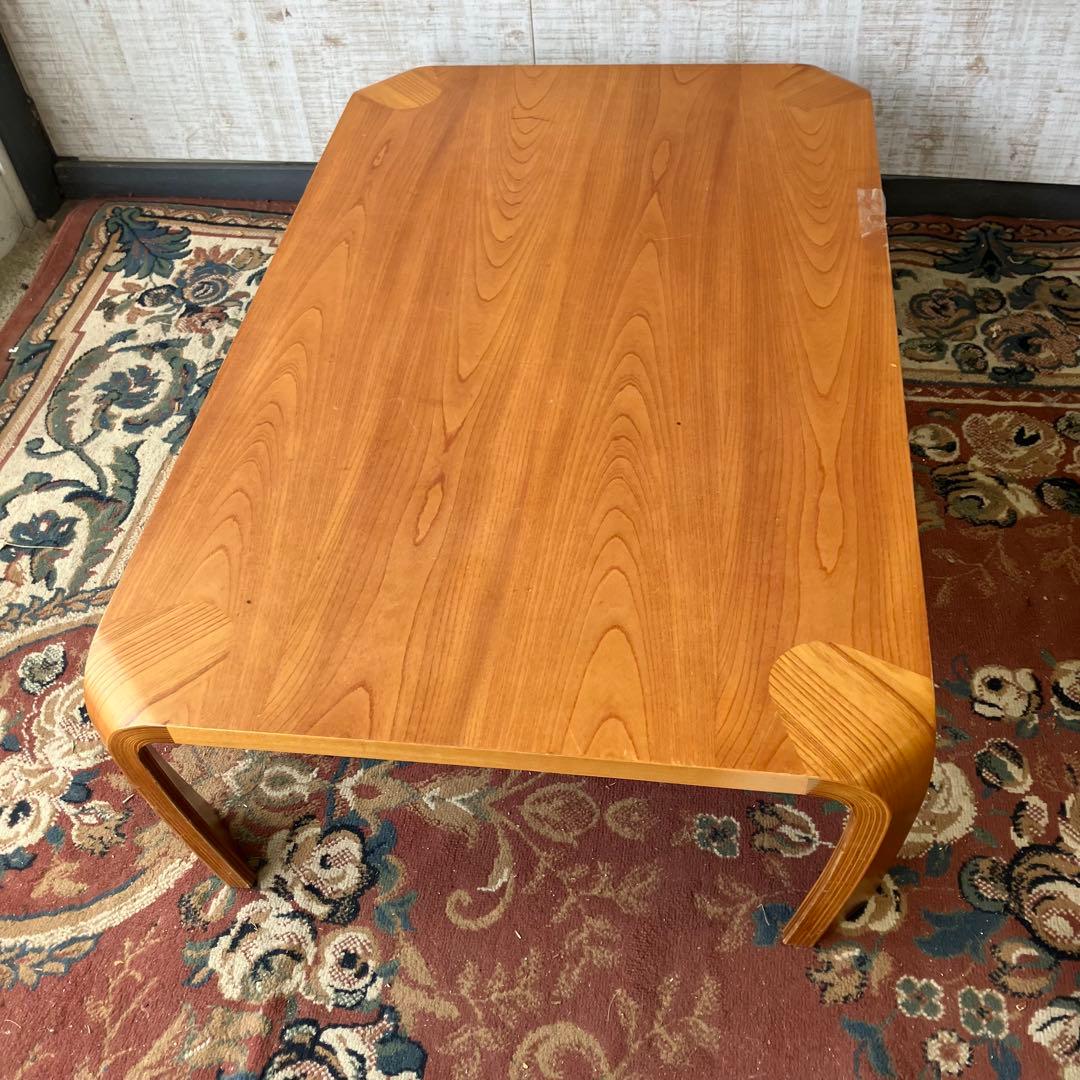 昭和レトロ プライウッド 大型座卓 曲げ木 ローテーブル 木製センターテーブル