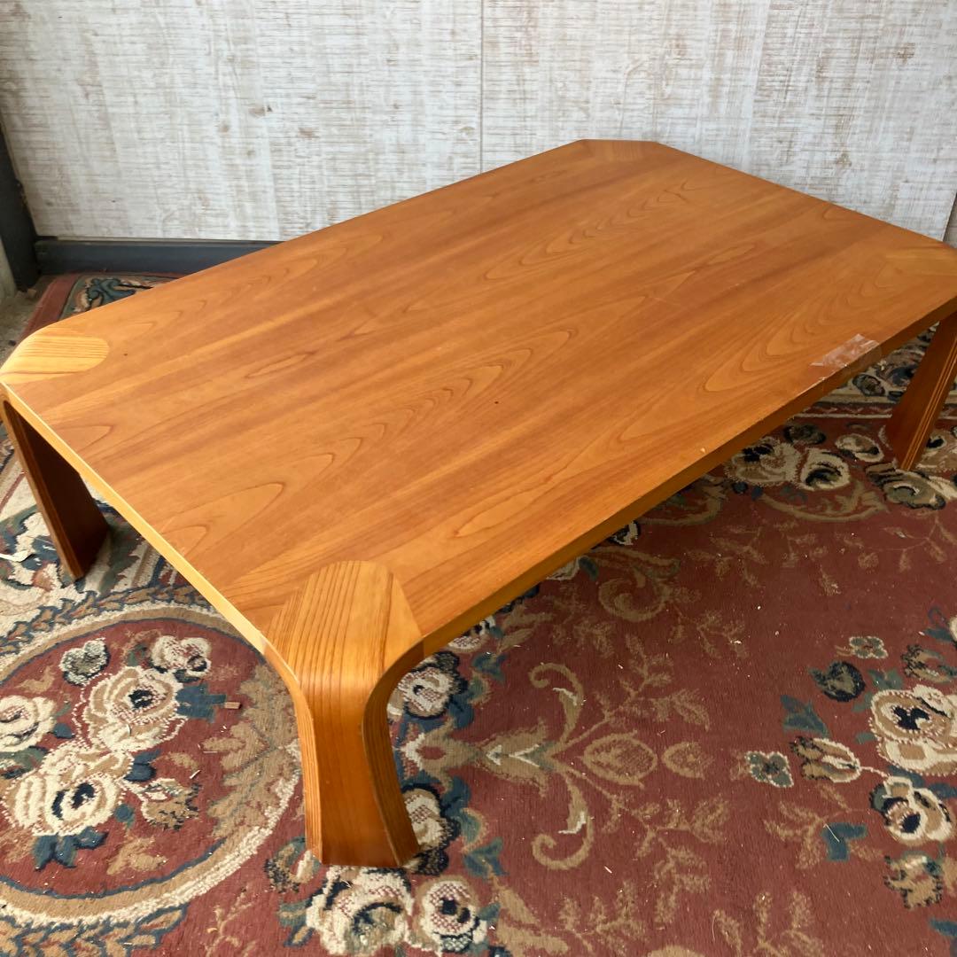 昭和レトロ プライウッド 大型座卓 曲げ木 ローテーブル 木製センターテーブル