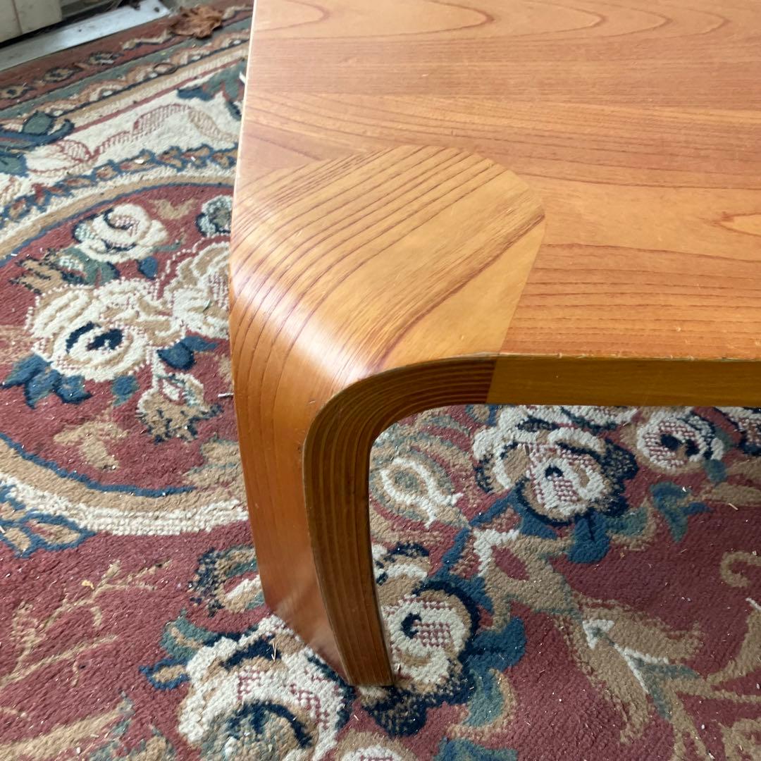 昭和レトロ プライウッド 大型座卓 曲げ木 ローテーブル 木製センターテーブル