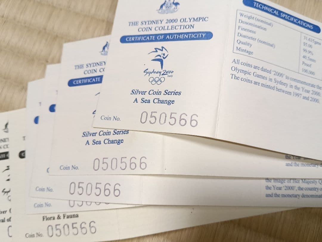 王立造幣局発行 オーストラリア シドニーオリンピック銀貨 純銀 総重量 221g