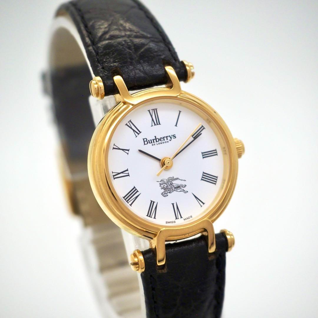 専用14 バーバリー 11200L ローマ文字　ゴールド レディース ホワイト