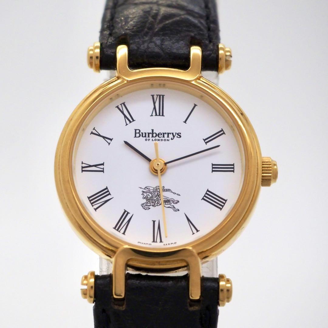専用14 バーバリー 11200L ローマ文字　ゴールド レディース ホワイト