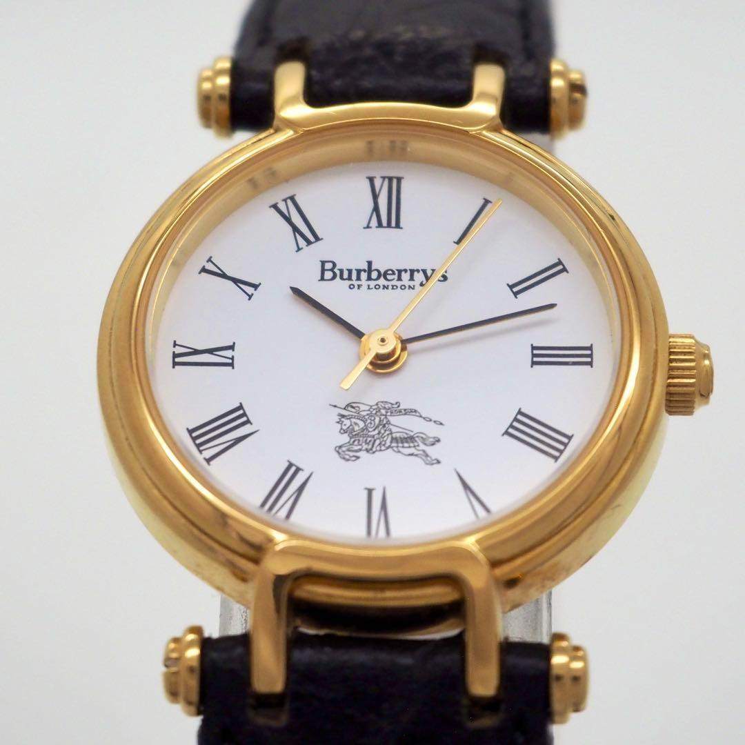 専用14 バーバリー 11200L ローマ文字　ゴールド レディース ホワイト