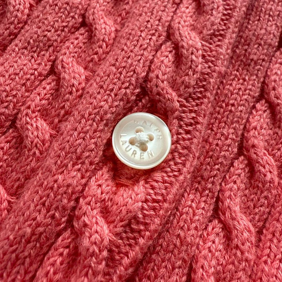 ポロラルフローレン ケーブルニット カーディガン S相当 ピンク