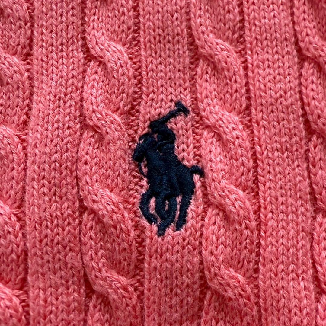 ポロラルフローレン ケーブルニット カーディガン S相当 ピンク