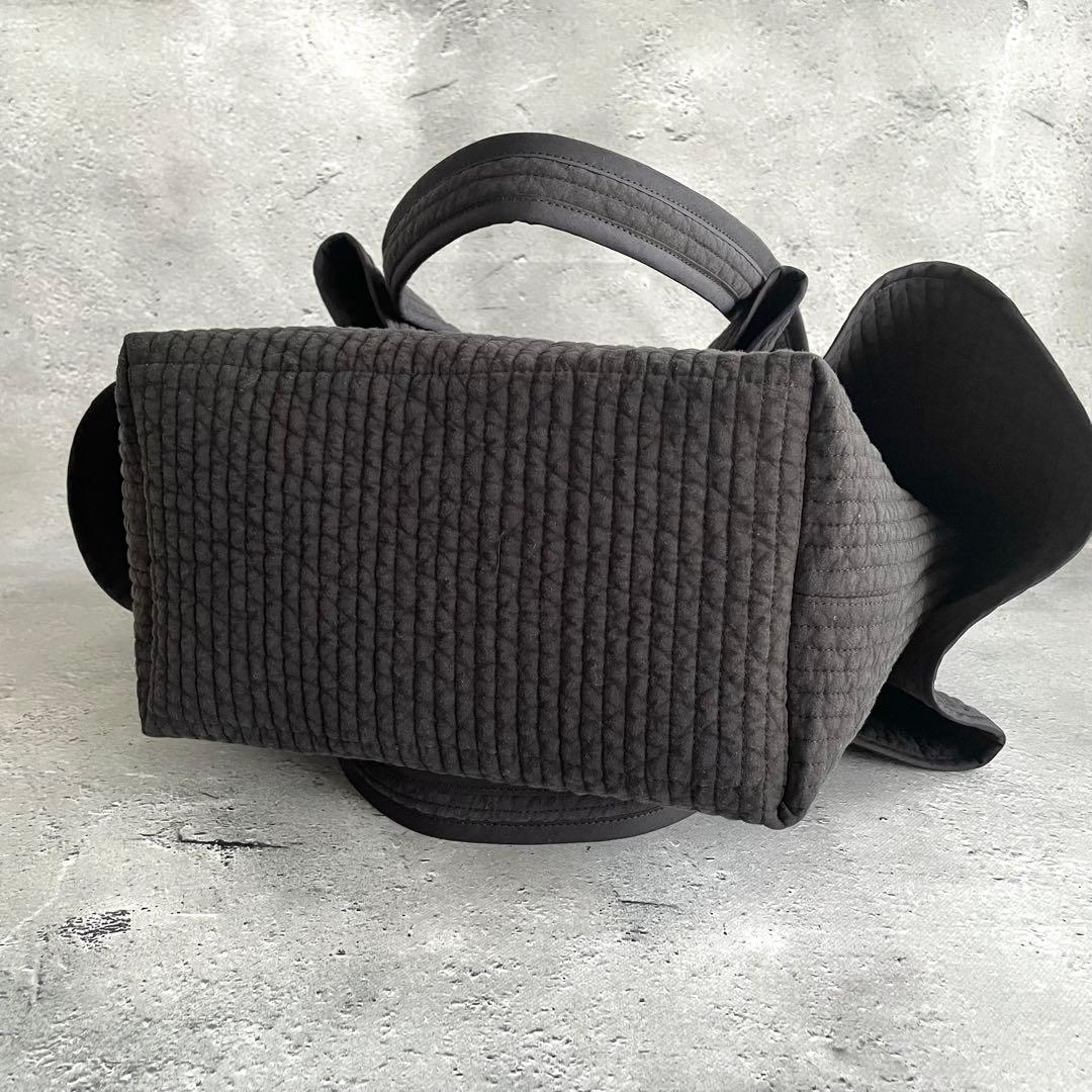 フリル付きヌビトートバッグ　2way ヌビバッグ　ブラック　ハンドメイド