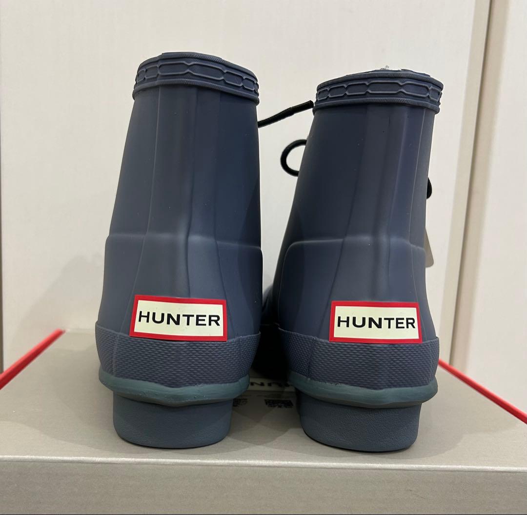 新品 未使用 HUNTER レースアップ ブーツ ダークブルー UK5 限定価格