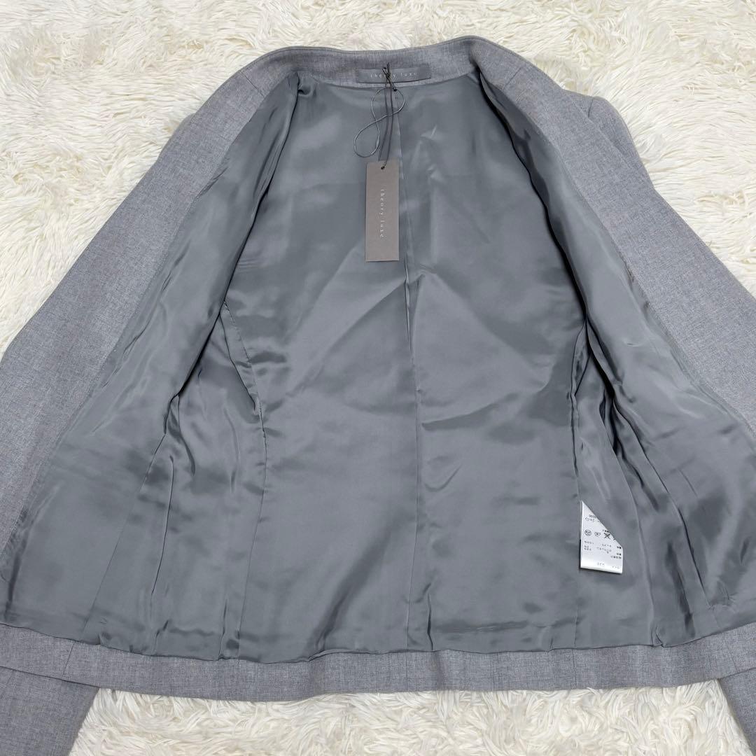 【タグ付】theoryluxe　ノーカラースーツ　パンツセットアップ　ボタンレス