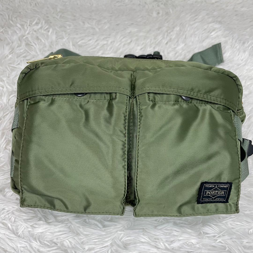 超極美品✨PORTER✨タンカー✨ウエストボディバッグ✨希少人気カラー✨カーキ緑