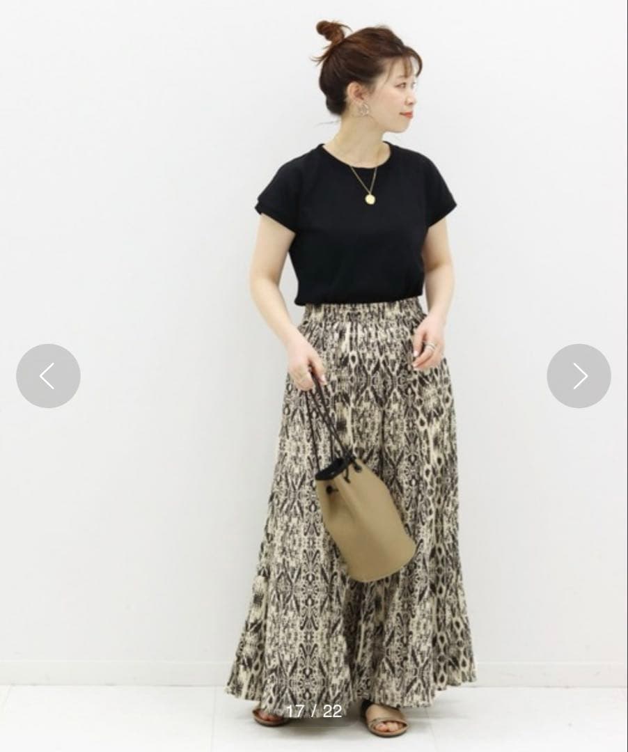 たまごジャーナルスタンダード　インドコットン　綿　フレアスカート　総柄