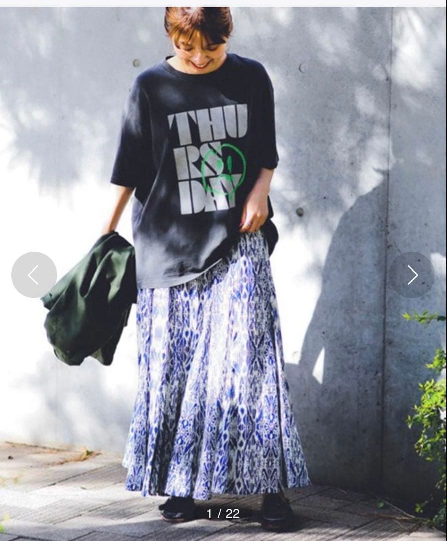 たまごジャーナルスタンダード　インドコットン　綿　フレアスカート　総柄