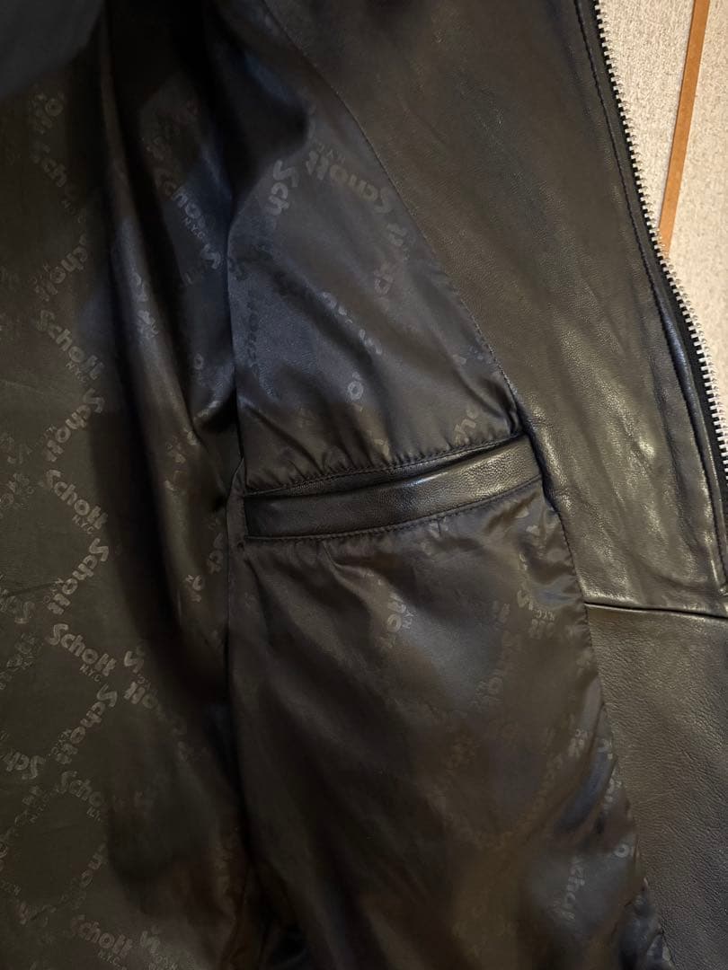 Schott セミダブルライダースジャケット S 黒