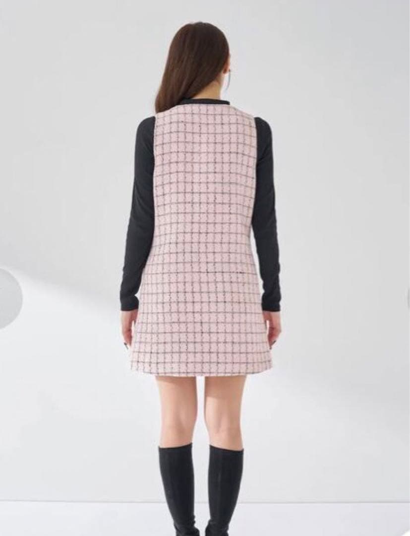 Darich フロントファスナーツイードミニワンピース