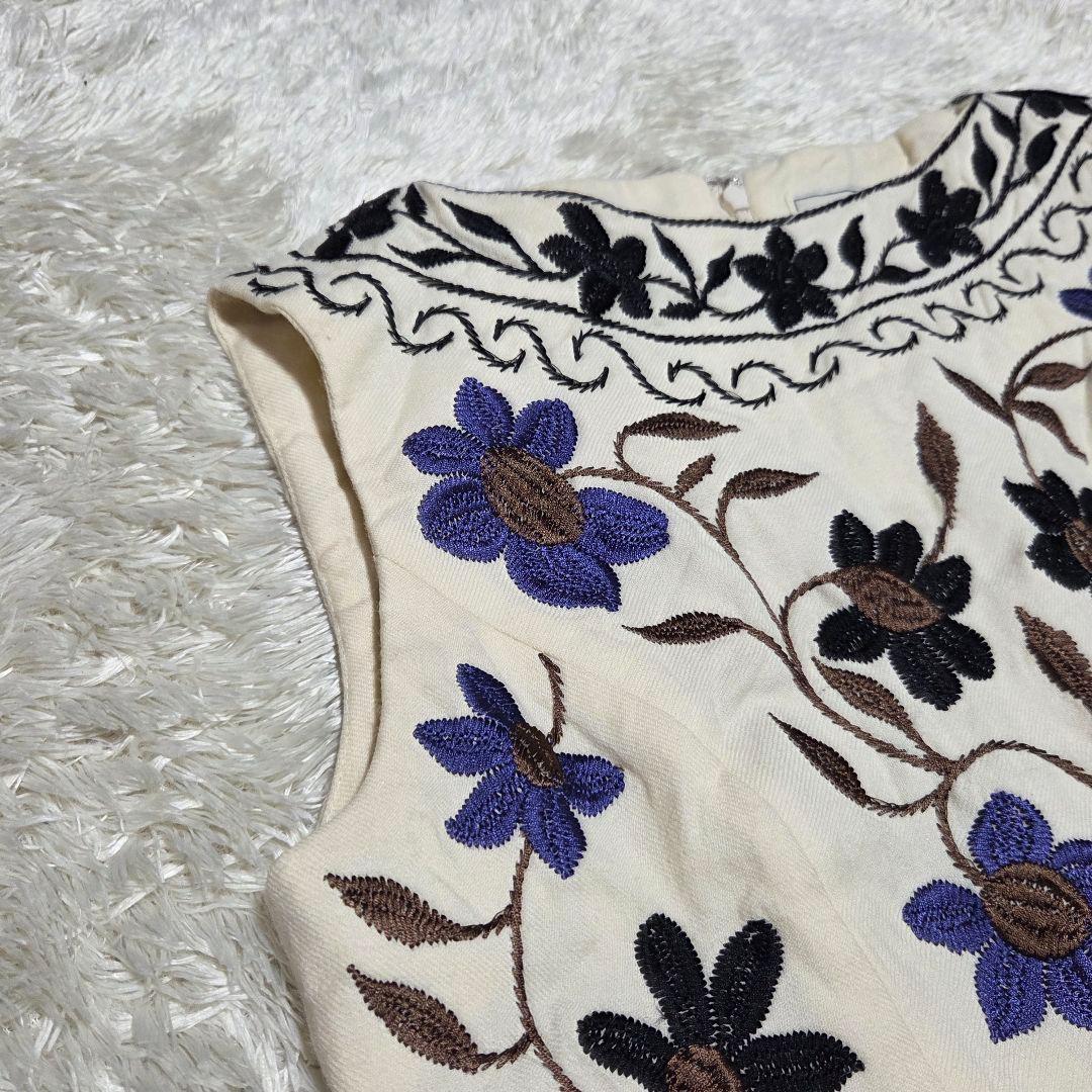 GRACE CONTINENTAL 刺繍 フラワーワンピース 38 インド製