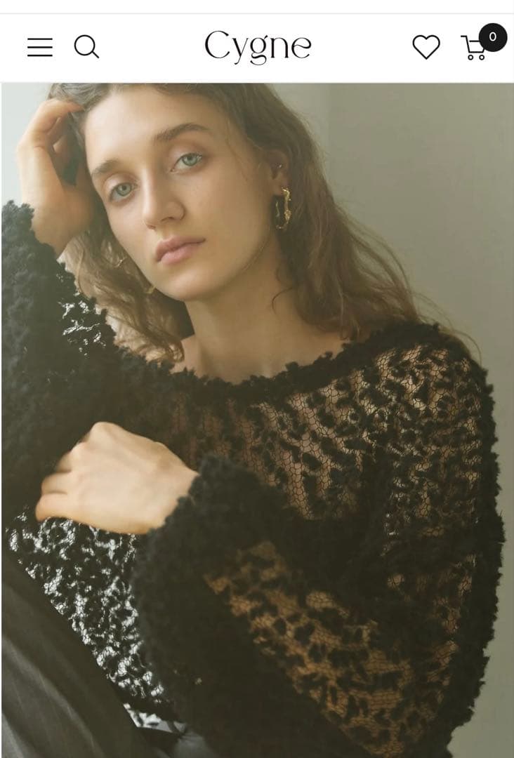 cygne ポップコーン透けニット Samuel シーニュ　ブラック　黒　ニット