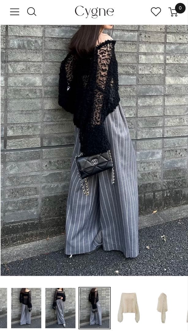 cygne ポップコーン透けニット Samuel シーニュ　ブラック　黒　ニット