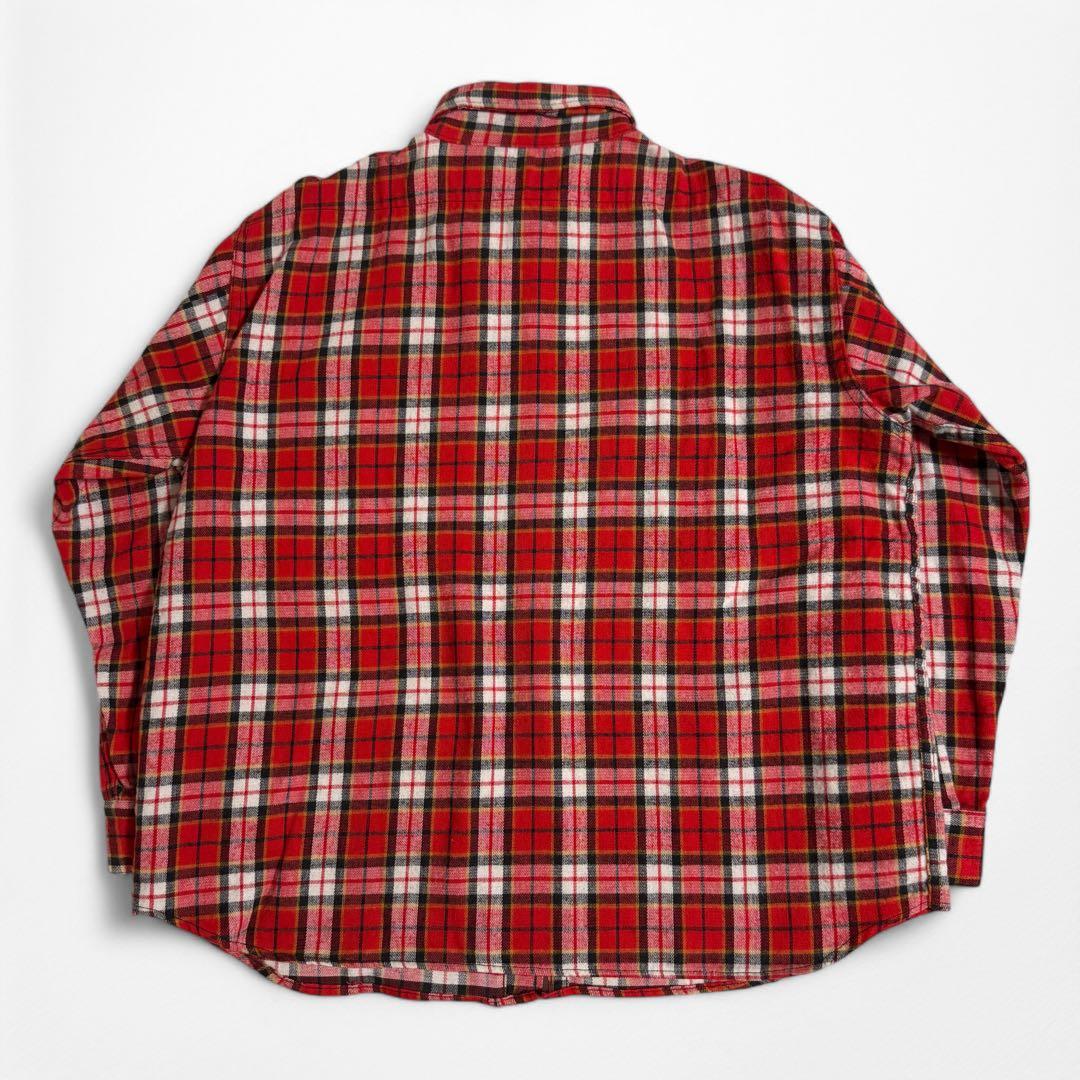 60s 70s 森タグ FIVE BROTHER フランネルチェックシャツ XL