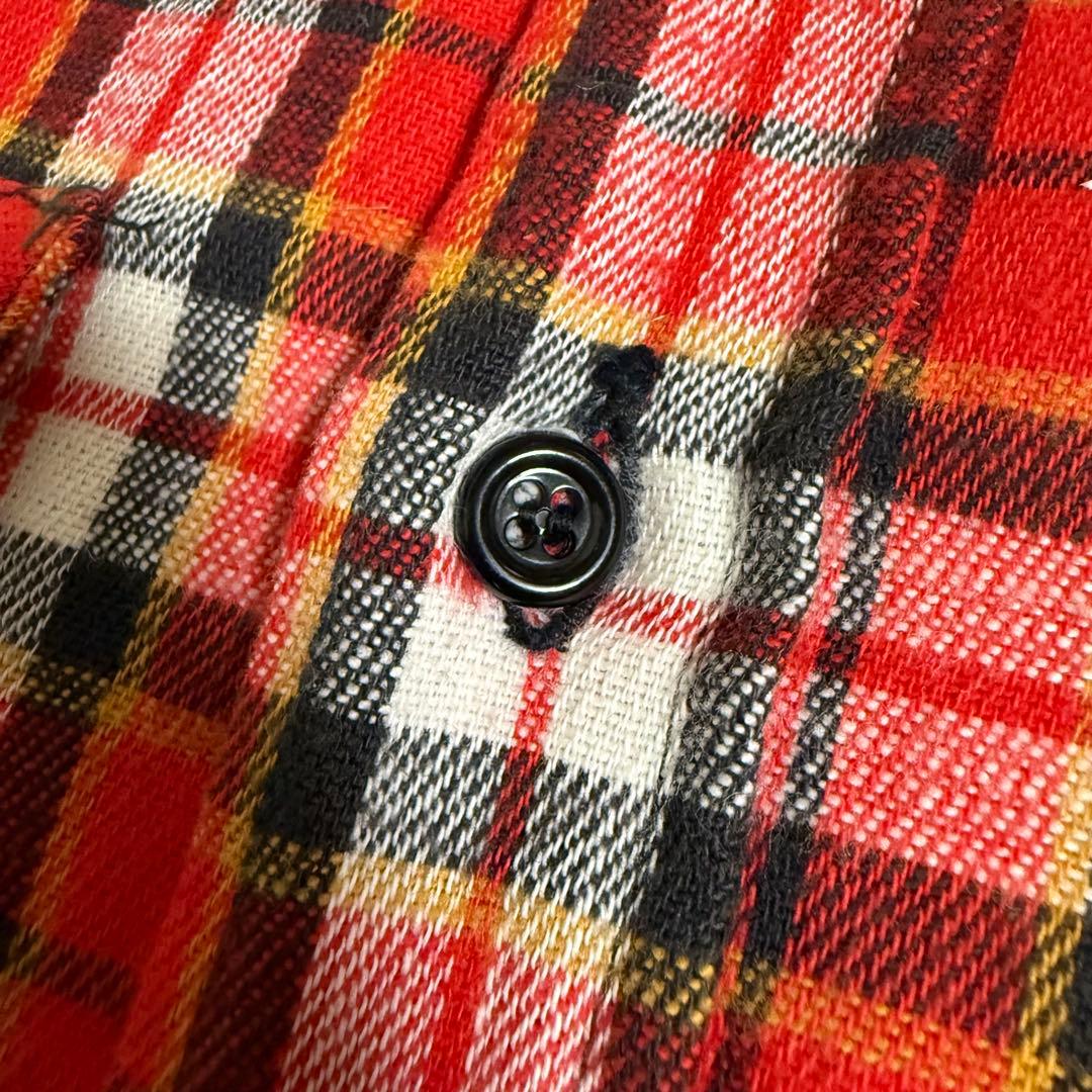 60s 70s 森タグ FIVE BROTHER フランネルチェックシャツ XL