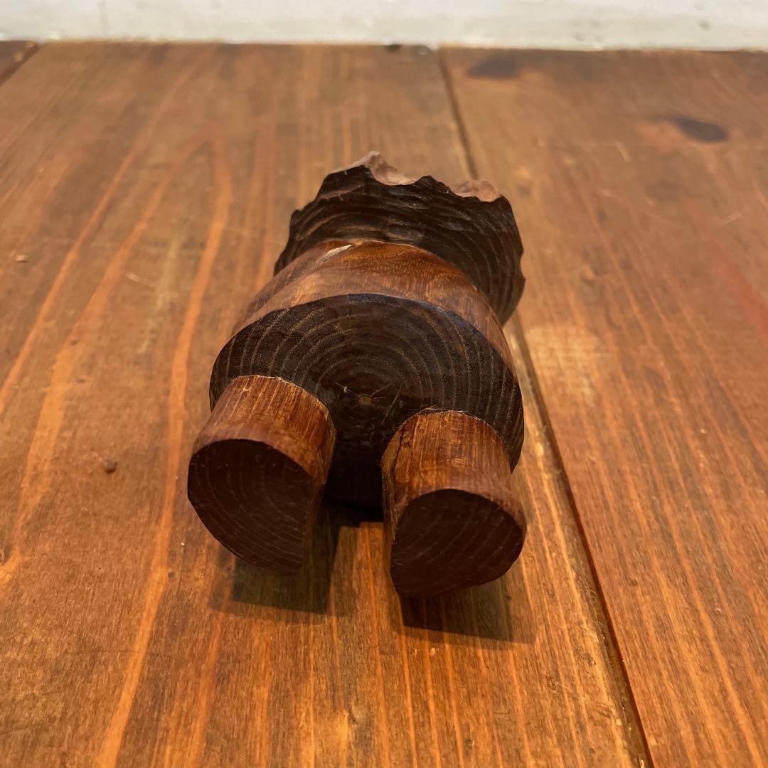 美品　木製　コロポックル　木彫り　彫刻　オブジェ　置物　縁起物　可愛いらしい表情