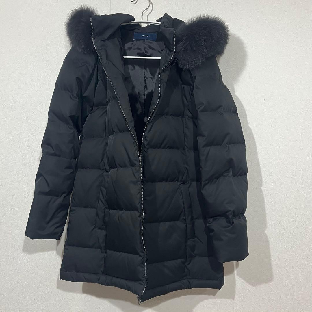 SHIPS ファーフードミドルダウン フォックスファー 38 美品