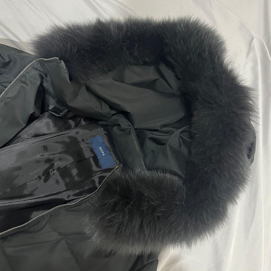 SHIPS ファーフードミドルダウン フォックスファー 38 美品