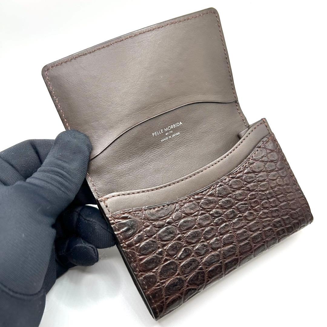 新品 未使用品✨ ペッレモルビダ　名刺入れ　クロコ型押し　リアルレザー