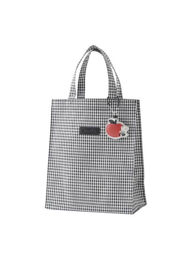 ファミリア　ブラックギンガムチェックトートバッグ