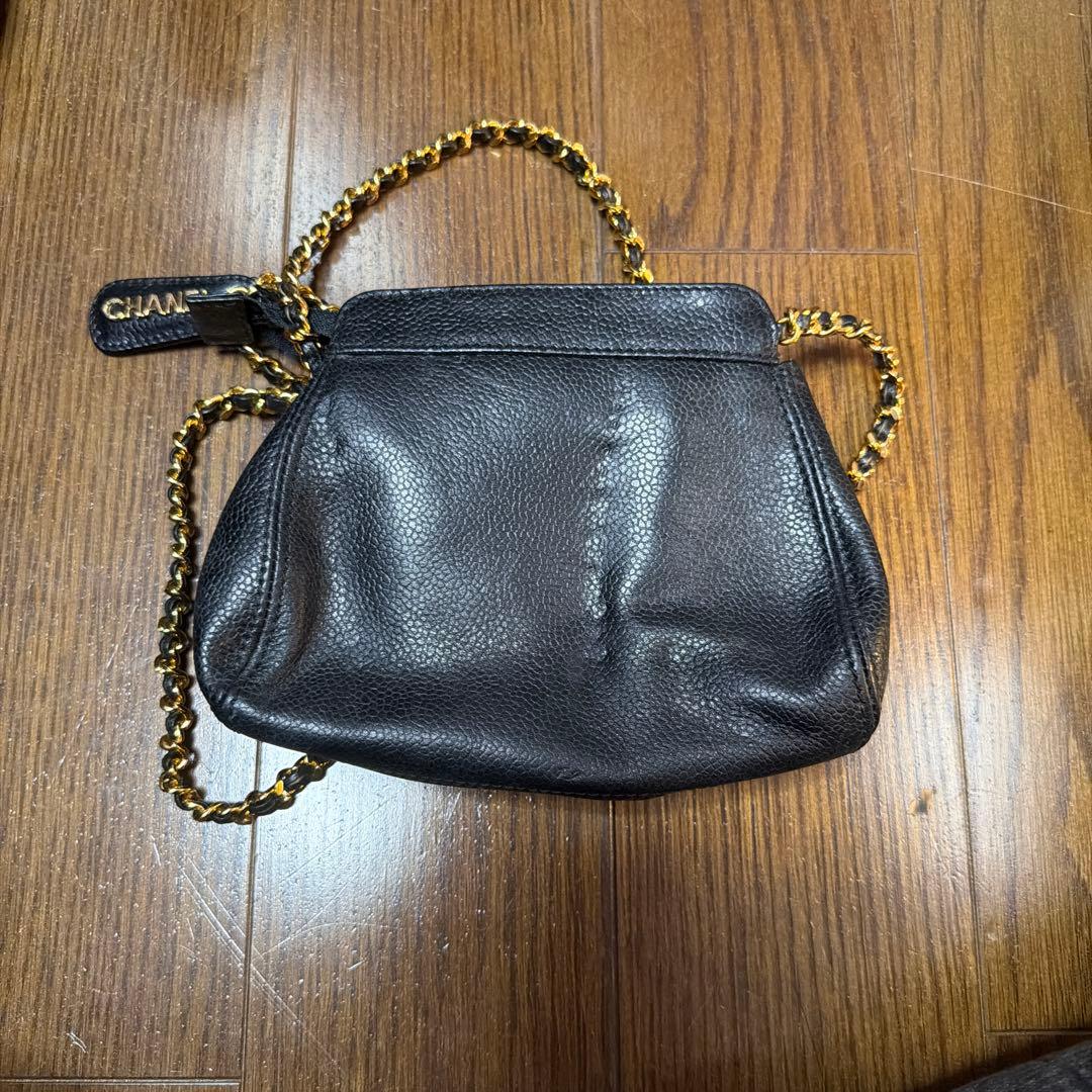 シャネル CHANEL キャビアスキン ミニチェーン ショルダーバッグ