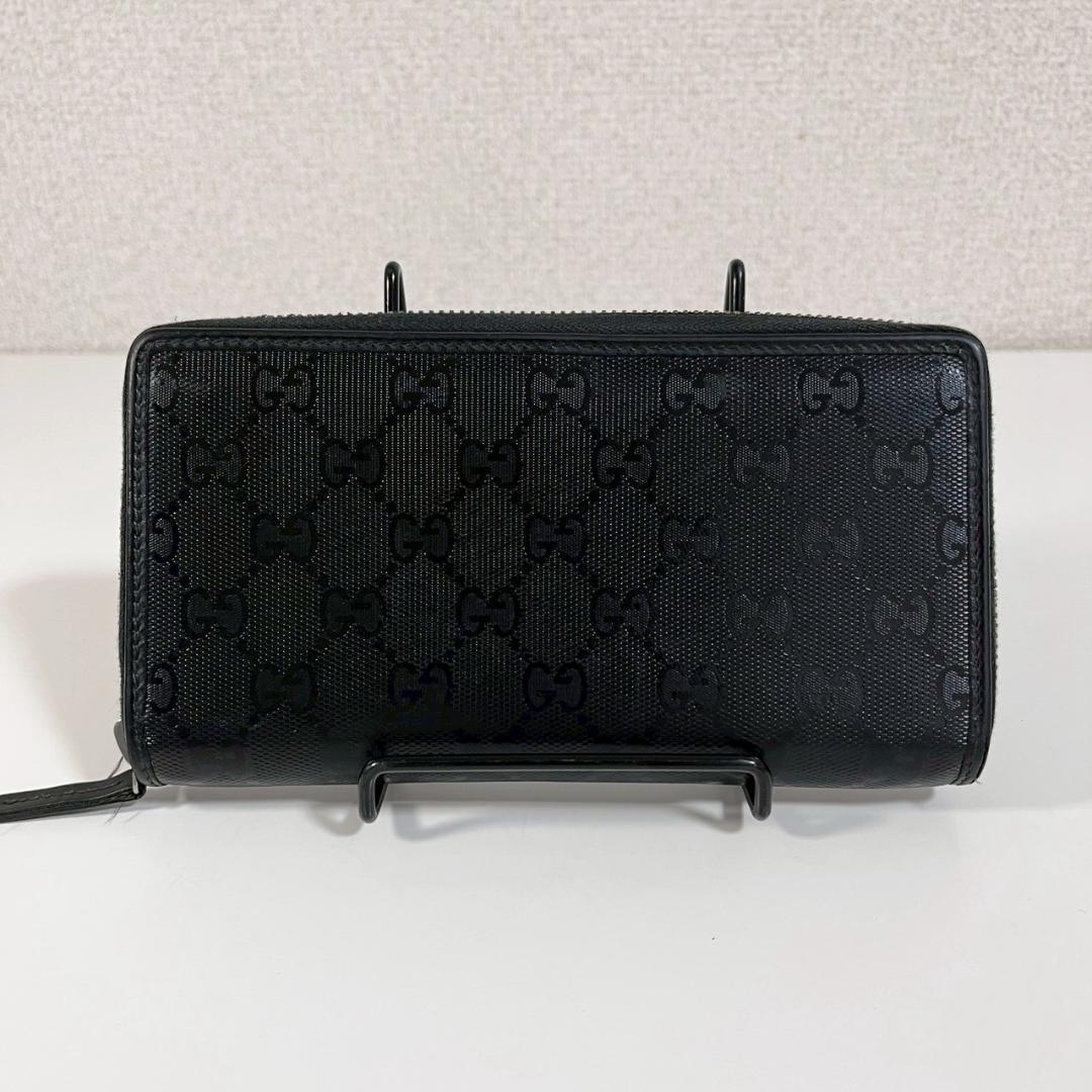 GUCCI グッチ ラウンドファスナー 長財布 GG柄 ブラック