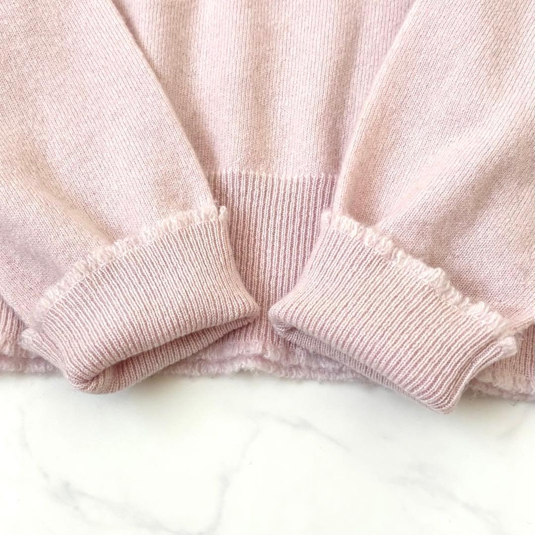 【美品】ブラミンク カシミヤ12Gフリンジ タートルネックロングスリーブ ピンク