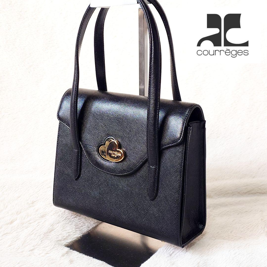 ✨courrèges クレージュ ハンドバッグ フォーマル ブラック ハート金具