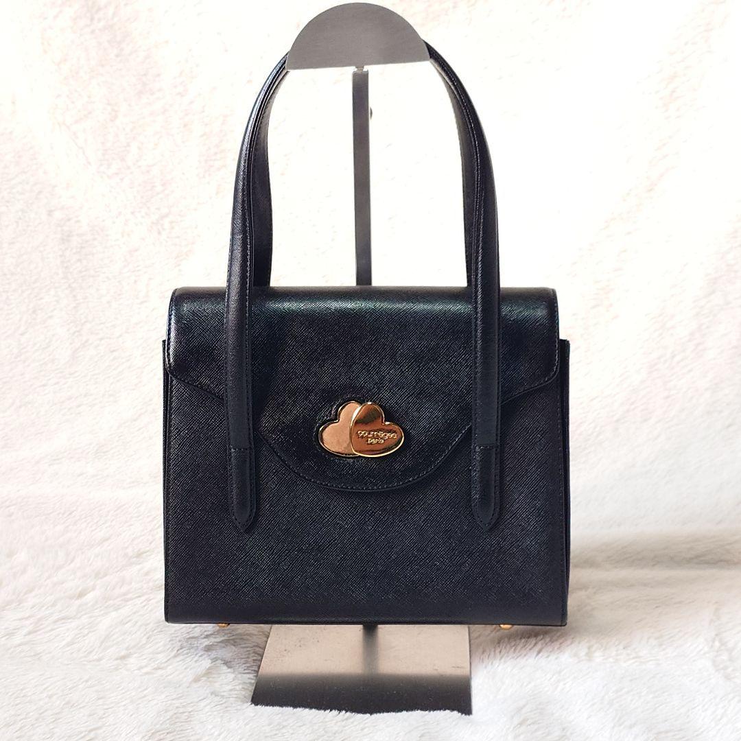 ✨courrèges クレージュ ハンドバッグ フォーマル ブラック ハート金具