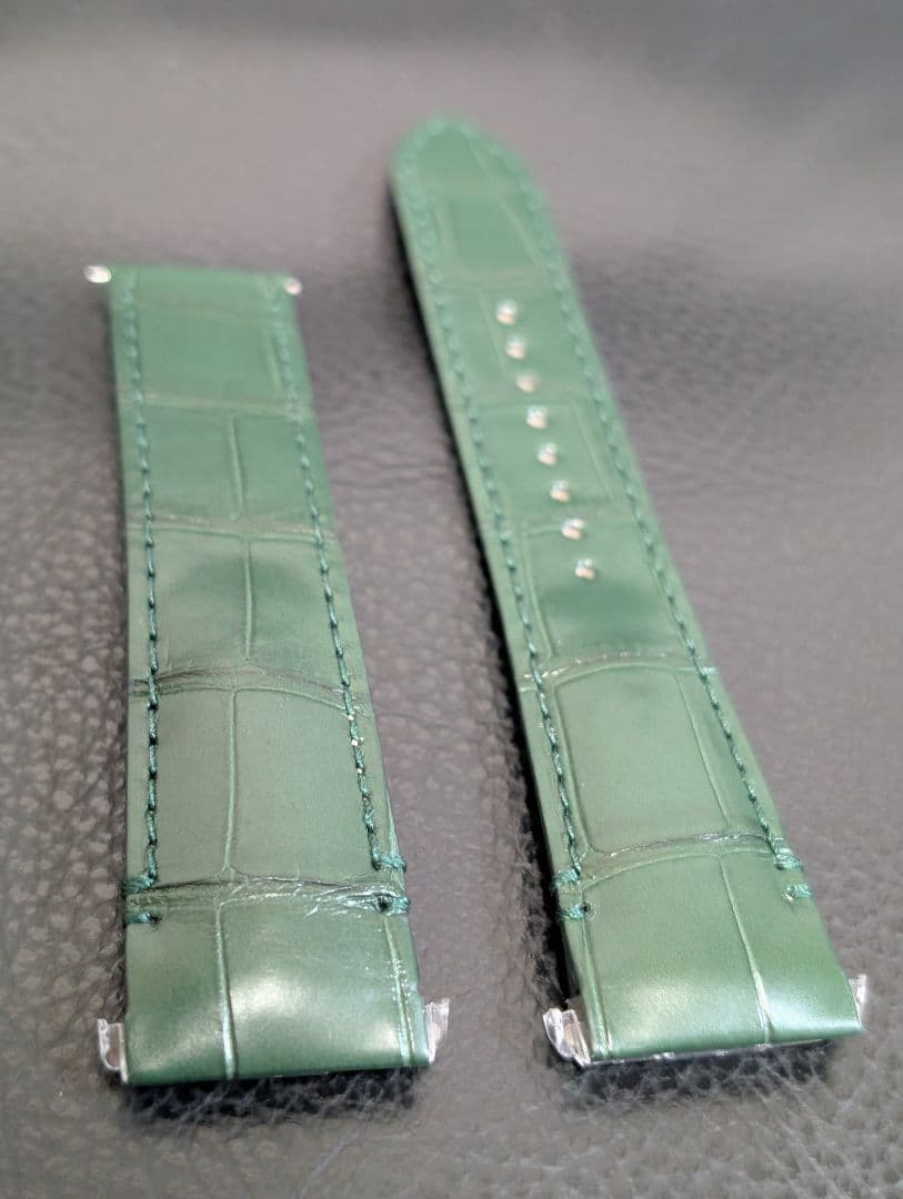 CartierサントスドゥカルティエLM用 替えブレス 緑色 クロコダイル